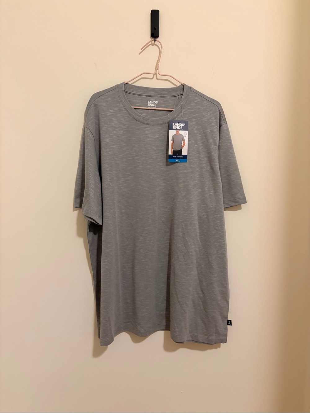 Lands' End Men's Short-Sleeve Crew Neck T-Shirt in Light Gray
